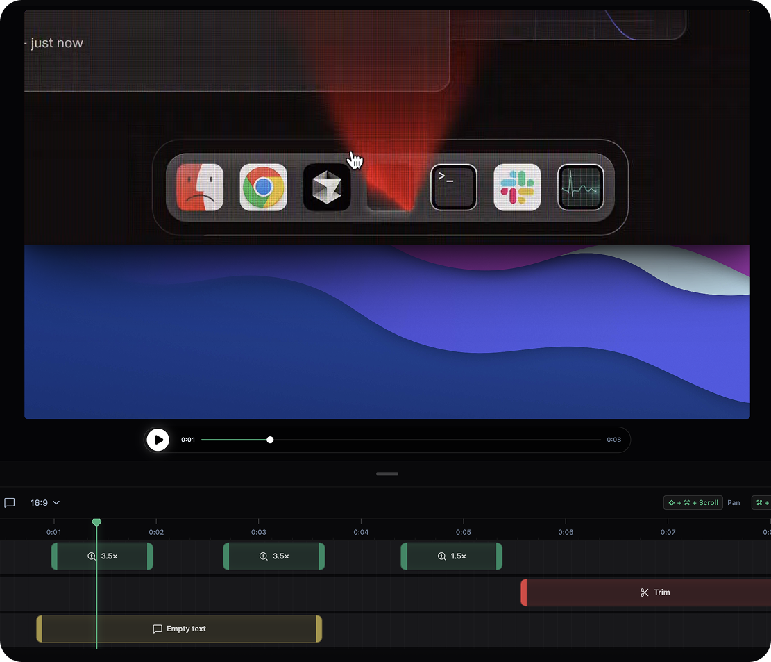 Screen Studio 平替来了:CursorLens 免费开源 mac 录屏+剪辑一体(光标特效) 2 Preview 1
