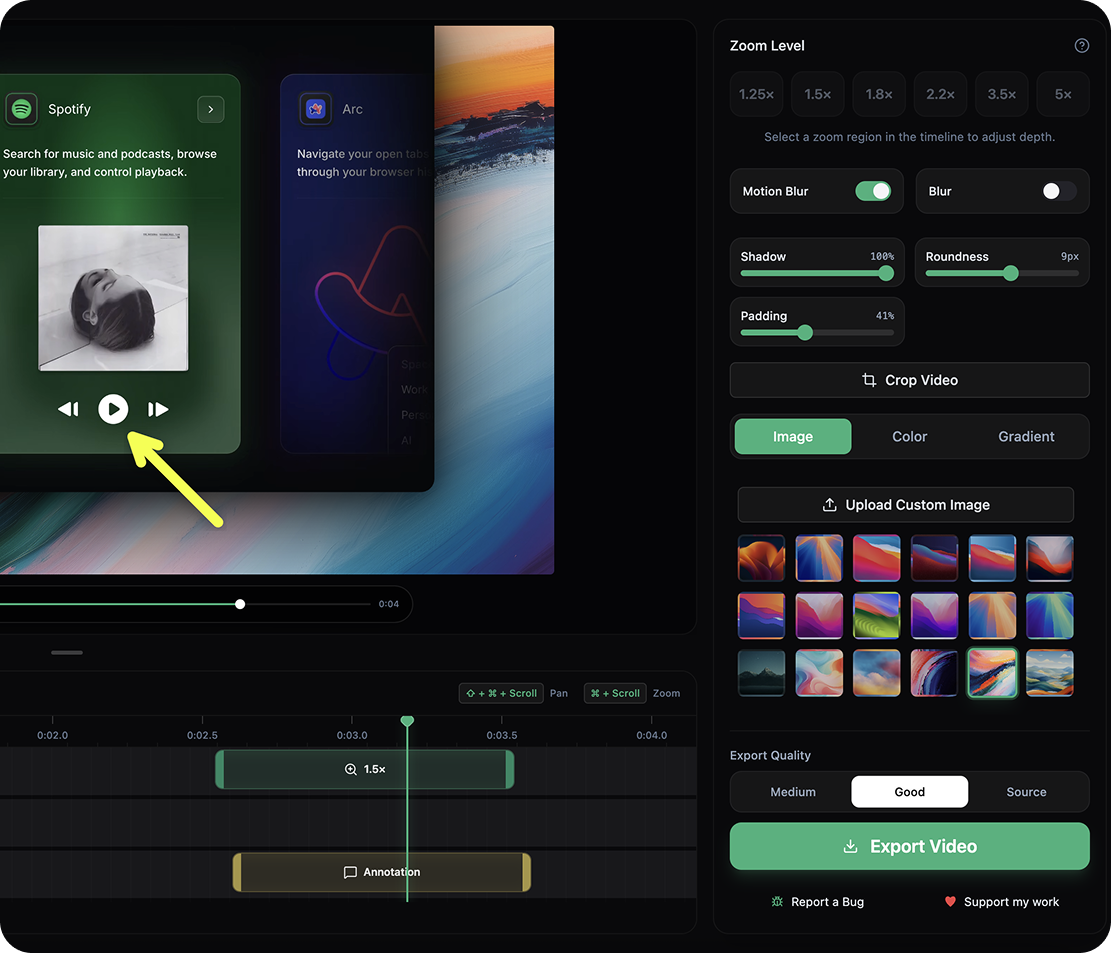 Screen Studio 平替来了:CursorLens 免费开源 mac 录屏+剪辑一体(光标特效) 3 Preview 2
